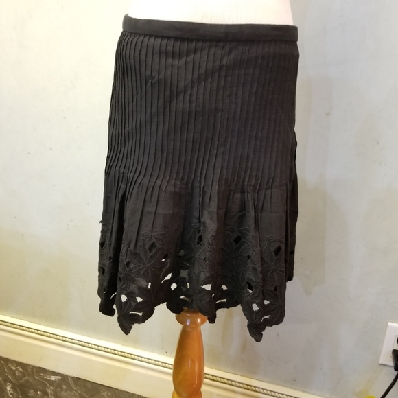 J. Crew Black Eyelet Floral Mini Skirt (K17) - Picture 2 of 7